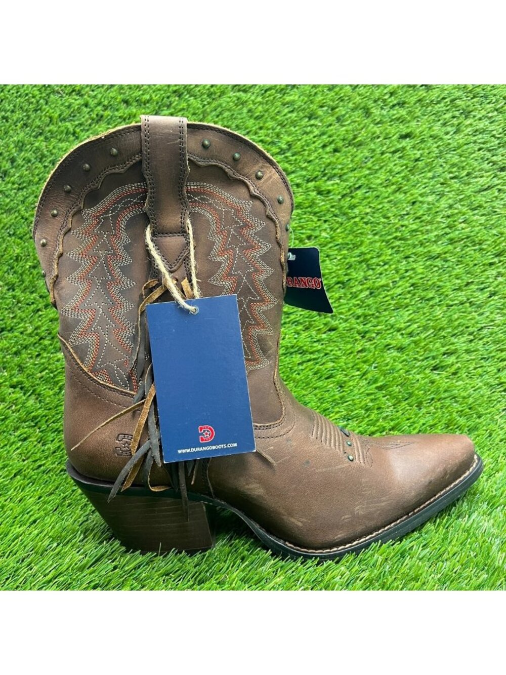 Durango Crush Womens Size 9 Brown Cowgirl Western Snip Toe Zip Up Fashion Boots